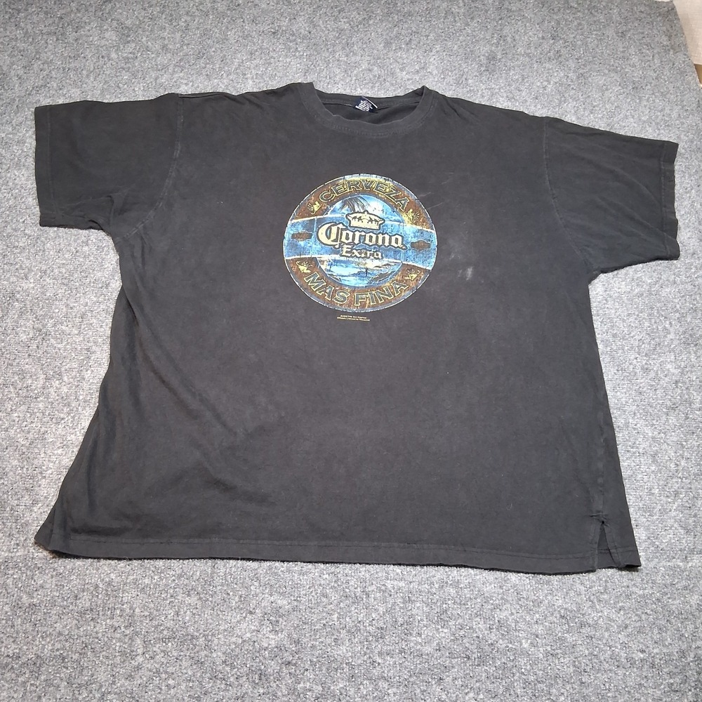 VTG Corona Extra Graphic Tee Mens‎ Size 3XL Black Shirt Cotton Y2K